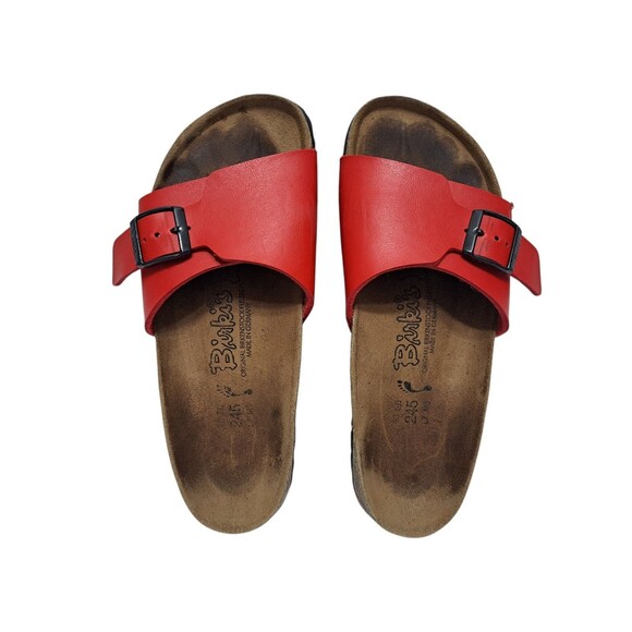 Birkenstock Madrid Womens Size 7 Sandal Red Black Buckle Slide Adjustable Birkis - Picture 7 of 9